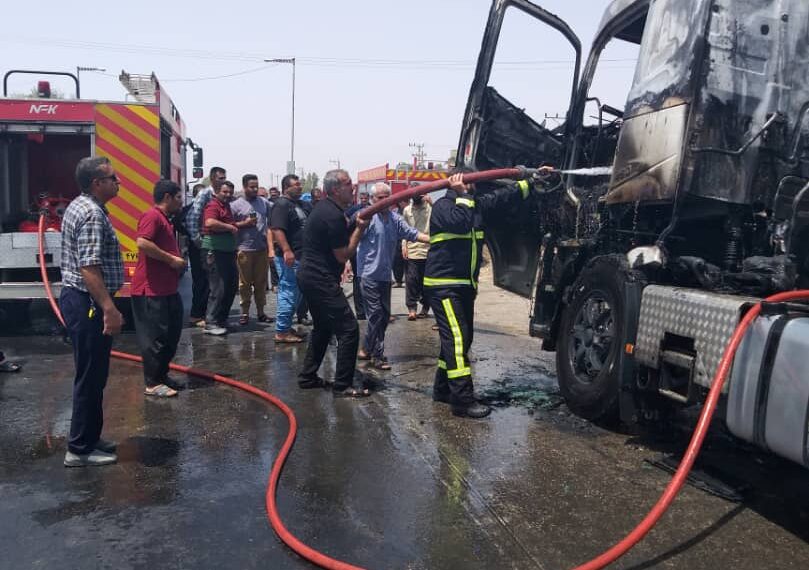 اطفای به موقع حریق تانکر سوخت در شوش مانع انفجار آن شد