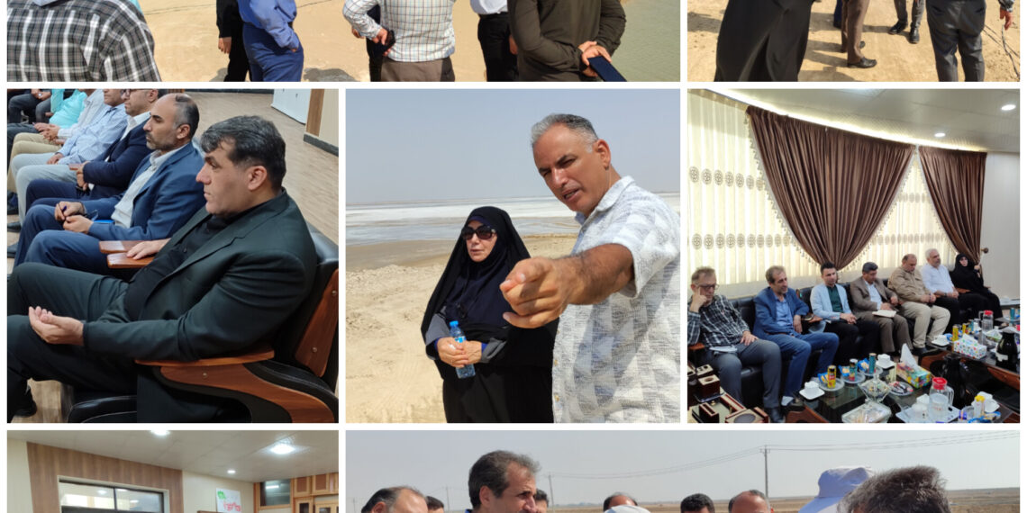 بازدید مدیرکل شیلات خوزستان و رئیس میگوی شیلات ایران از طرح ۳۹۵ هکتاری پرورش میگو و برسی مشکلات طرح های پرورشی میگو