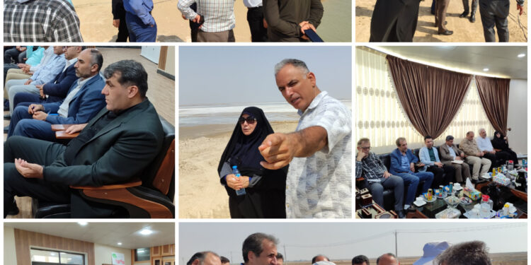 بازدید مدیرکل شیلات خوزستان و رئیس میگوی شیلات ایران از طرح ۳۹۵ هکتاری پرورش میگو و برسی مشکلات طرح های پرورشی میگو