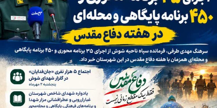 اجرای ۳۵ برنامه محوری و ۴۵۰ برنامه پایگاهی در هفته دفاع مقدس شوش